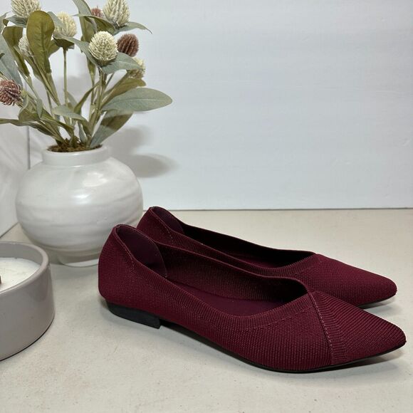 MIA Shoes - Mia Aurrora Flyknit Flat Burgundy Pointed Toe Shoes Women's 6M QI00183SF NWOB
